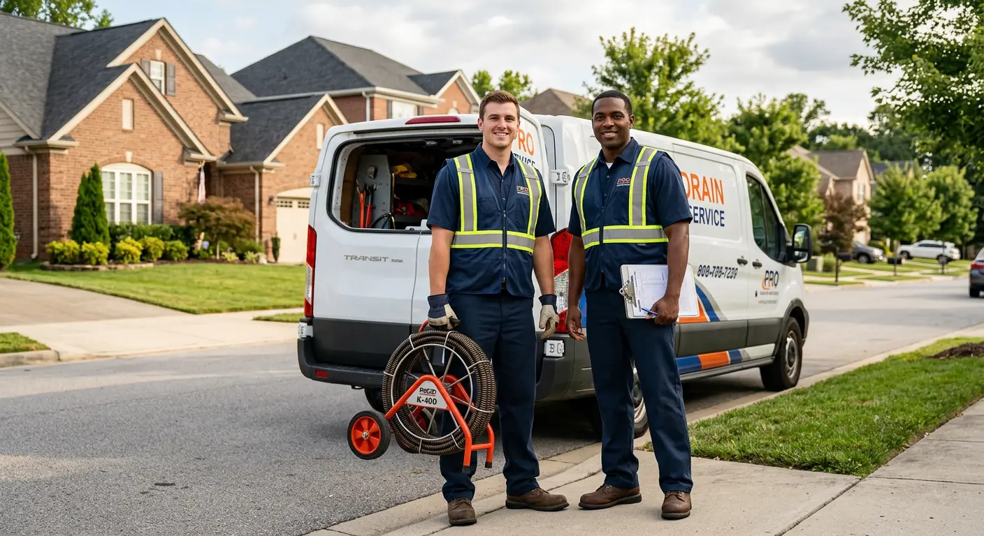 Sewer and drain service team with equipment ready for work in Kaukauna